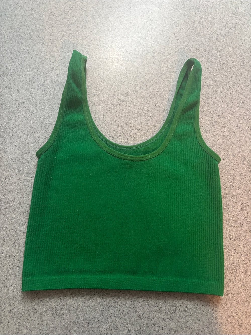 Green Ribbed Cropped Tank Top - Picture 2 of 3